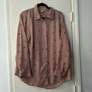 Como Blu Girly Blush High Heel Button Up Blouse Size 1X